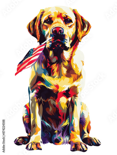 A colorful portrait of a Labrador RetrieverDiao Zhao Mei Guo Guo Qi . photo