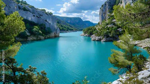 lake sainte croix in verdon gorge, france isolated on white background, simple style, png © Anton