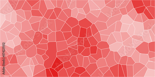 Red stone background with rock pattern of crystallized. Pastel soft gradient colors stone tile pattern. Abstract mosaic polygonal background. Geometric Retro tiles pattern of pink hexagon ceramic.