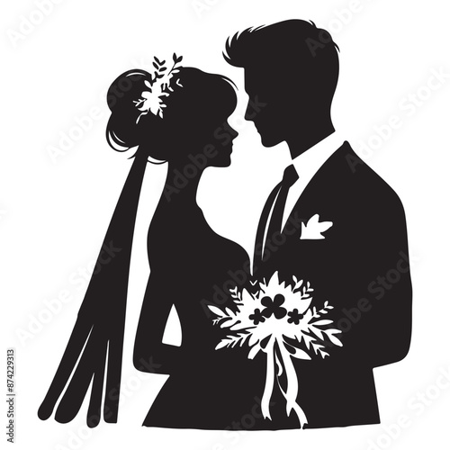 husband and wife silhouette vector illustration
