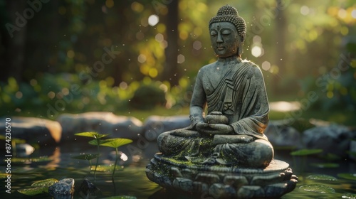 buddha statue in a beautiful garden