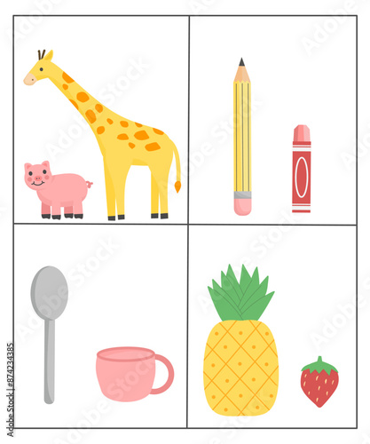 Short and tall worksheet for kindergarten, Short and tall activity for kids 