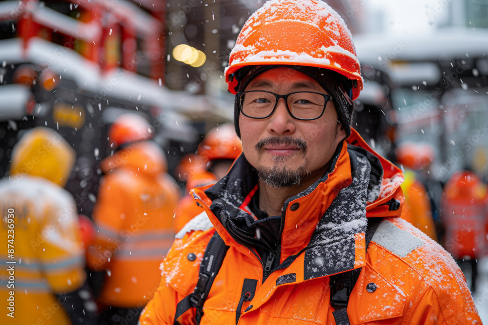 Construction Worker in Snow Construction Worker in Snow