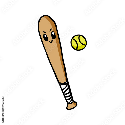 cute kawaii baseball bat cartoon illustration