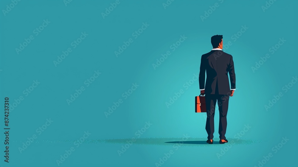 Fototapeta premium Businessman Standing Alone Facing a Bright Future