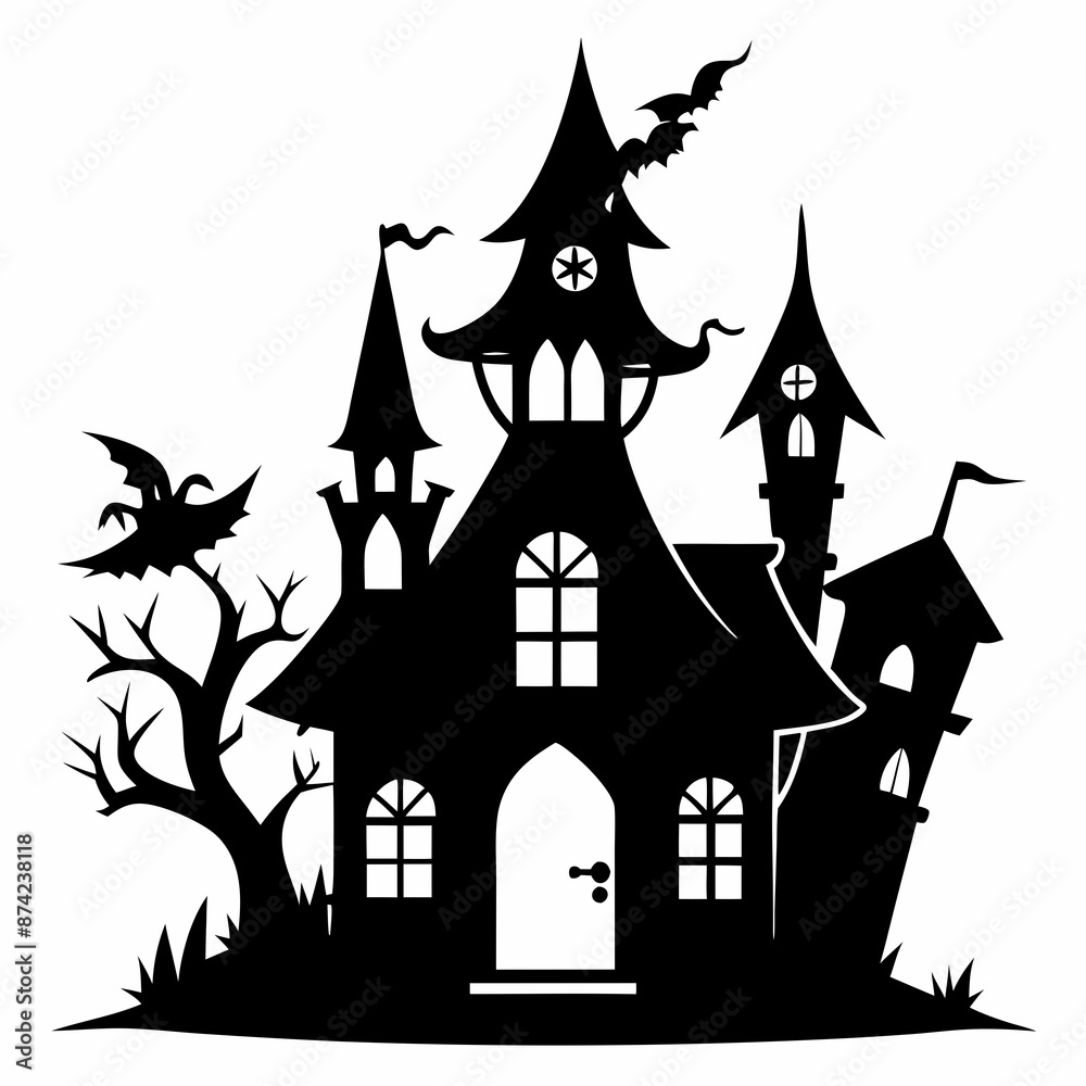 black fairy halloween witch house black vector silhouette black fairy halloween witch house black vector silhouette
