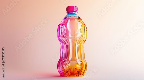 Exquisite 3D rendering of a plastic bottle with an easygrip shape and vibrant colors isolated on white background photo