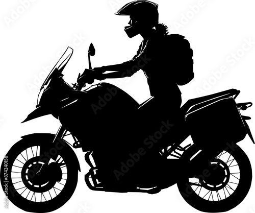 silhouette of a biker, touring motorcycle vector illustration