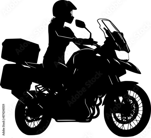 silhouette of a biker, touring motorbike, motorcycle touring vector illustration