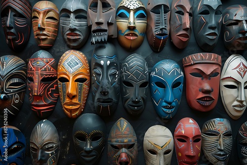A studio shot of a collection of handcrafted masks, each telling a story of a different culture © Ghulam