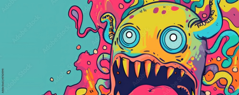 A colorful monster with a big smile on its face. Illustration. A colorful monster with a big smile on its face. Illustration.