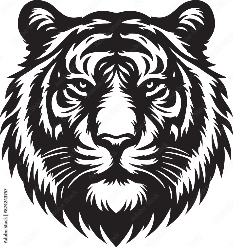 Obraz premium tiger head silhouette vector art illustration