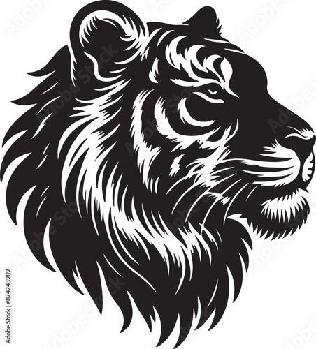 Wallpaper Mural tiger head silhouette vector art illustration Torontodigital.ca