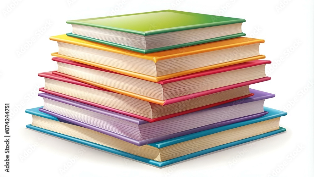 Vector stack of books isolated on white background. Colorful illustration