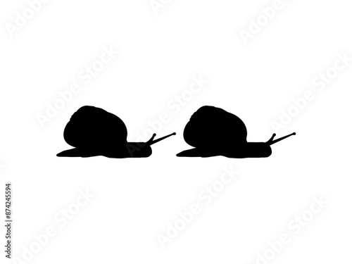 Silhouette of the Snails are also called Escargot, Flat Style, Pair Animal Series, can use for Logo, Art Illustration, Apps, Website or Graphic Design Element. Vector Illustration