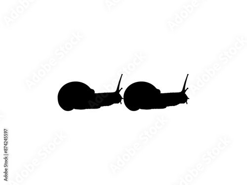 Silhouette of the Snails are also called Escargot, Flat Style, Pair Animal Series, can use for Logo, Art Illustration, Apps, Website or Graphic Design Element. Vector Illustration