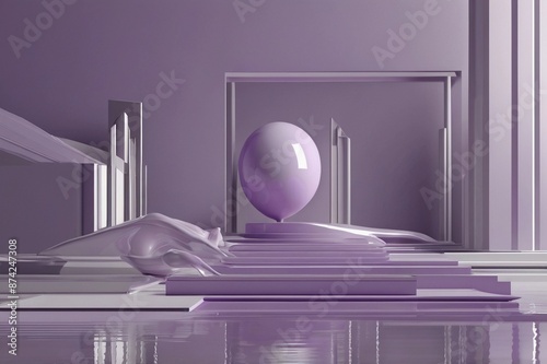 surreal purple digital art in light purple colors, in the style of minimalism