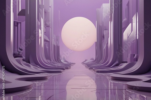 surreal purple digital art in light purple colors, in the style of minimalism