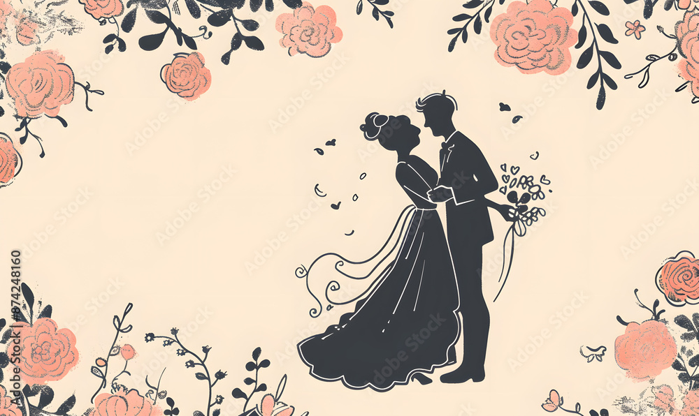 Fototapeta premium wedding card cartoon illustrator