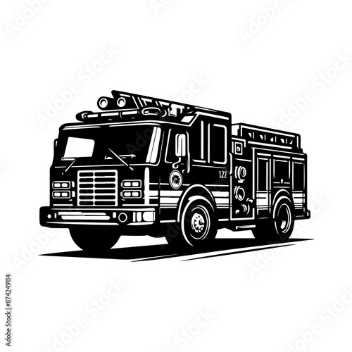 Firefighter car vector icon. Firefighter illustration transport silhouette transportation logo truck icon illustration