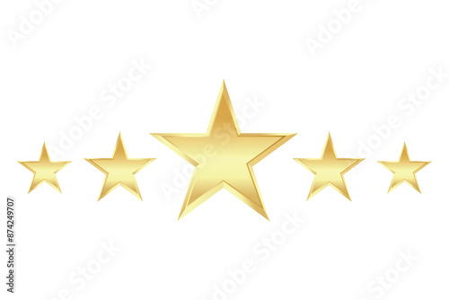 Vector 5 golden stars. Star rating. Gold star