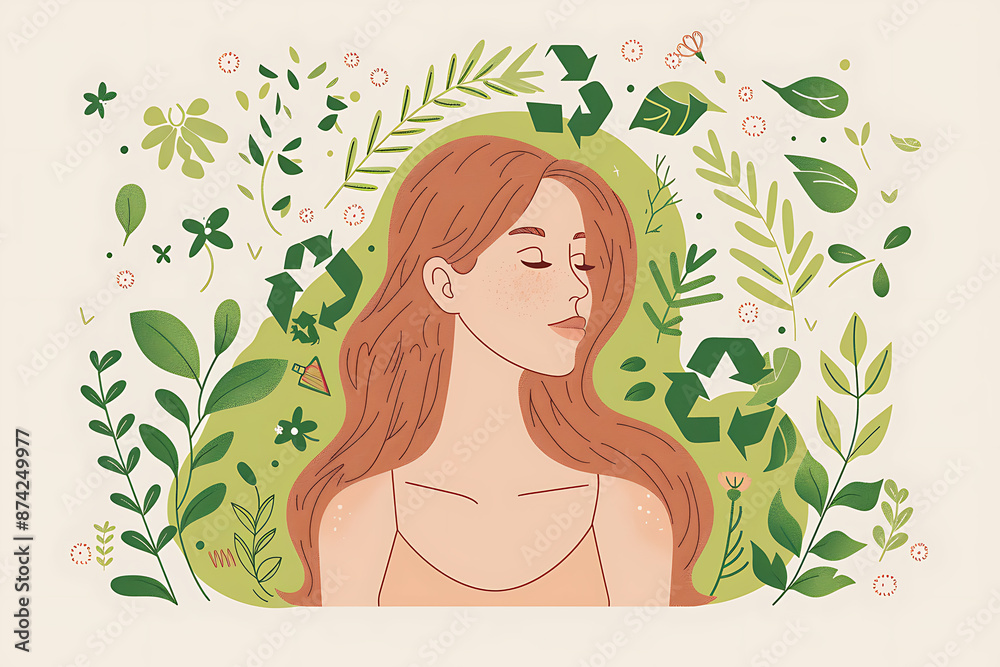 Girl icons with recycling and eco symbols, representing environmental awareness and sustainability, ideal for promoting green initiatives and eco-friendly practices. Girl icons with recycling and eco symbols, representing environmental awareness and sustainability, ideal for promoting green initiatives and eco-friendly practices.