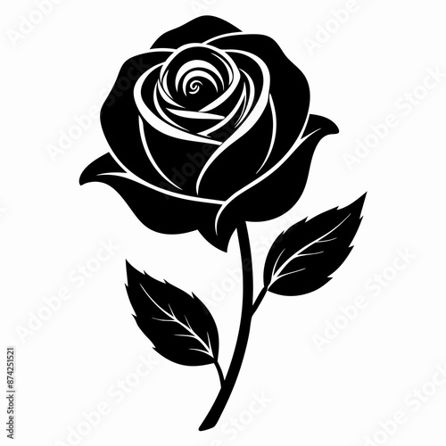 rose flower black vector silhouette