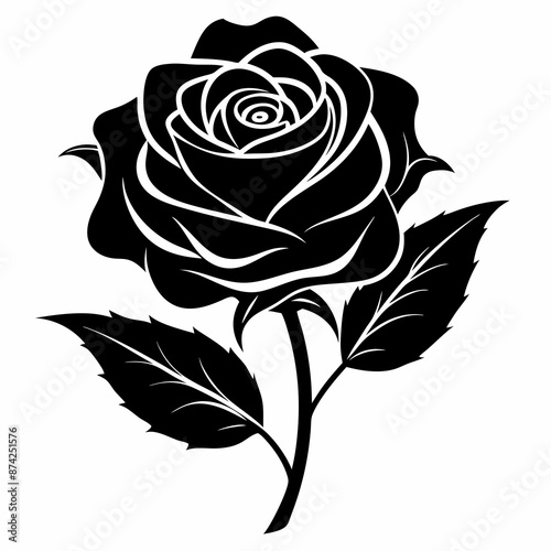 rose flower black vector silhouette