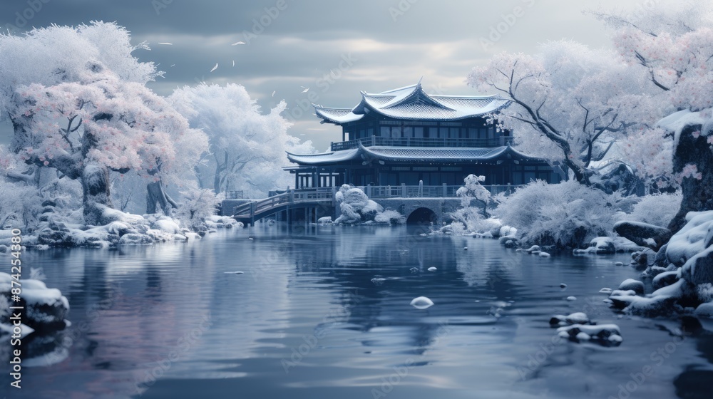 japanese temple in the snow japanese temple in the snow