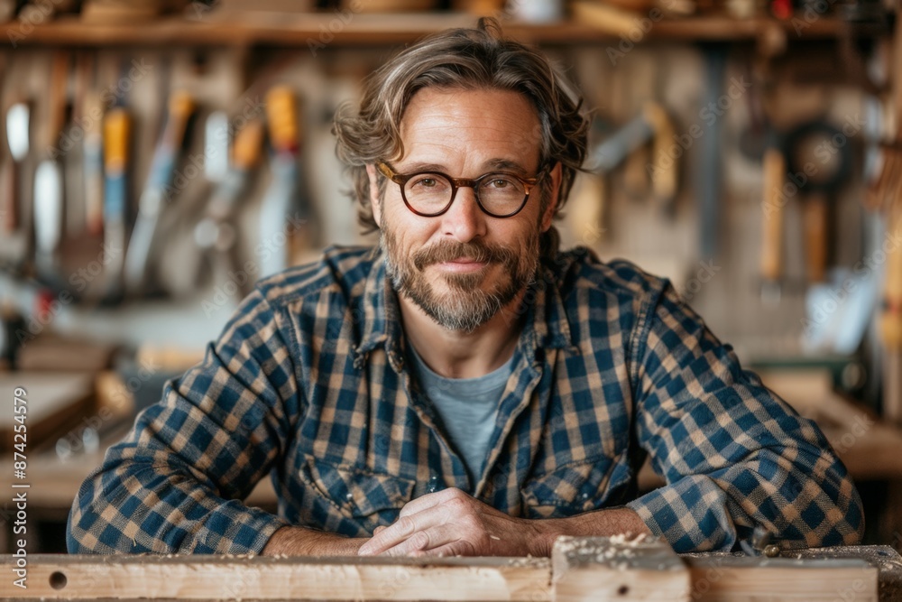 Portrait of a handsome artisan in his workshop Portrait of a handsome artisan in his workshop