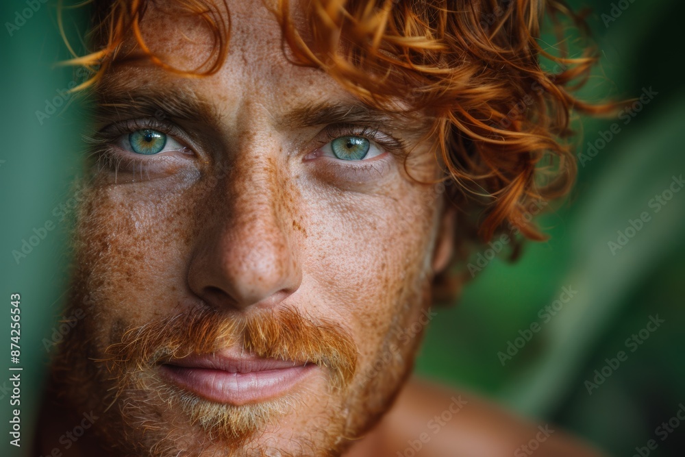 Close-up portrait of a freckled young man Close-up portrait of a freckled young man