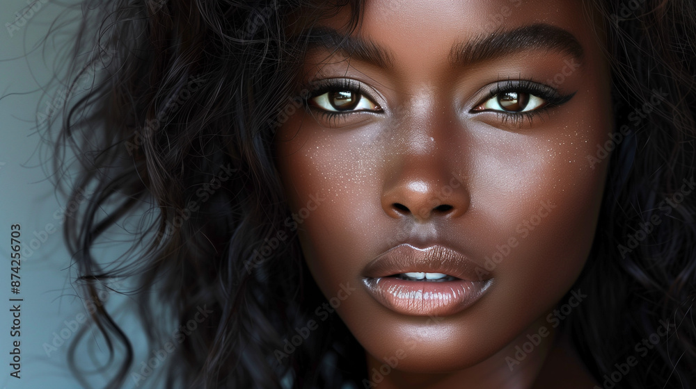 Close up Portrait of a Woman with Beautiful Eyes. Black Italian Mixed Ethnicity Close up Portrait of a Woman with Beautiful Eyes. Black Italian Mixed Ethnicity