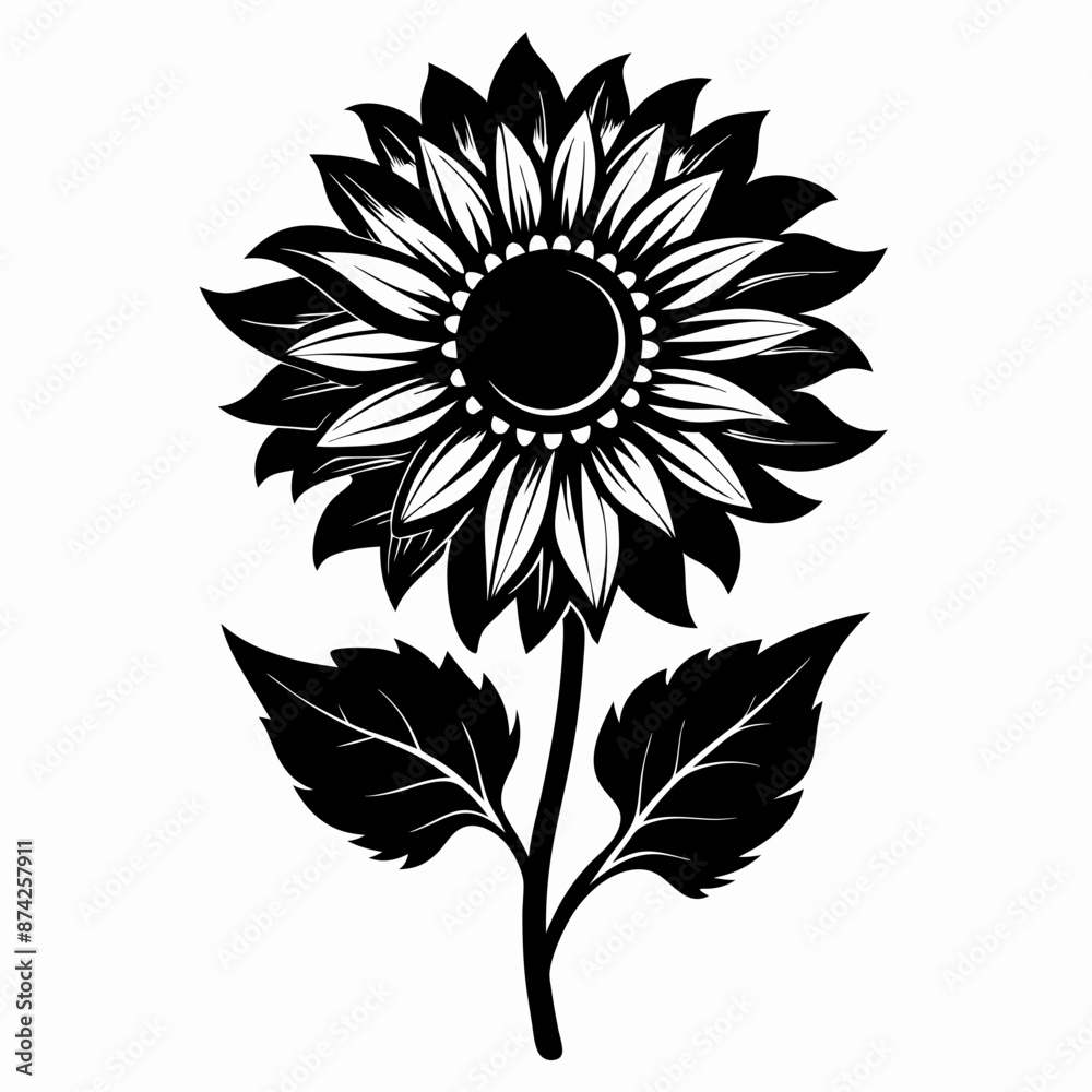 sun flower black vector silhouette