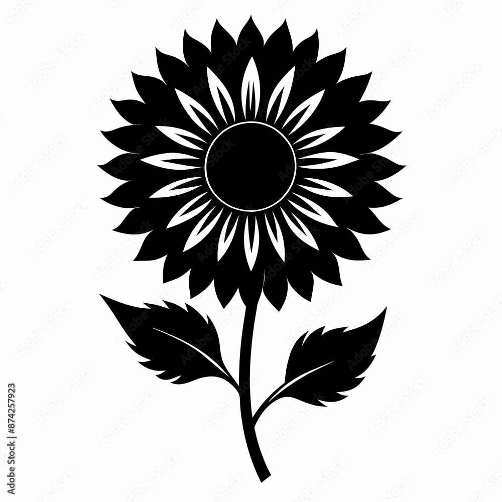 Fototapeta premium sun flower black vector silhouette