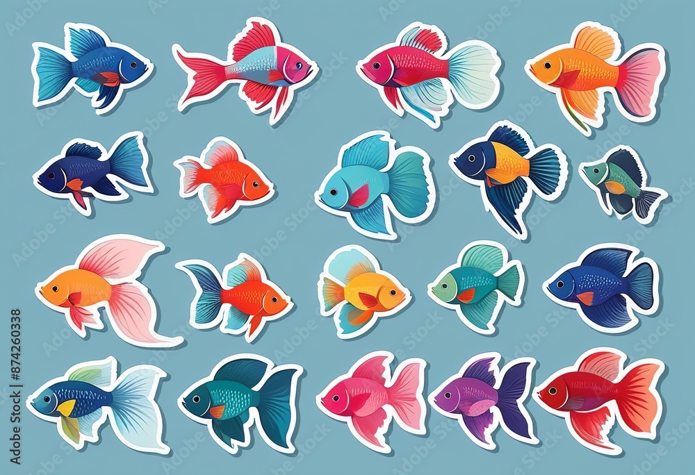 Stylish Betta Fish Stickers for Planners and Scrapbooks Stylish Betta Fish Stickers for Planners and Scrapbooks
