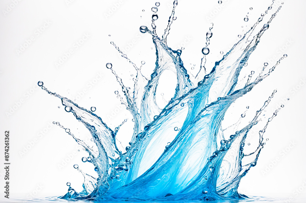 Obraz premium Splashing Water Crown: Refreshing Blue Water Droplets