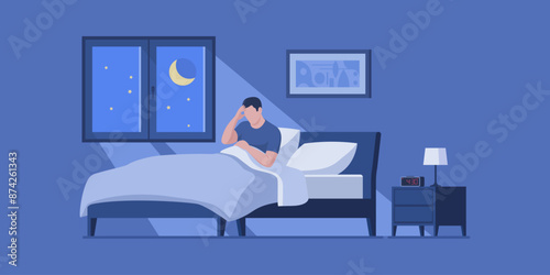Exhausted man suffering from insomnia