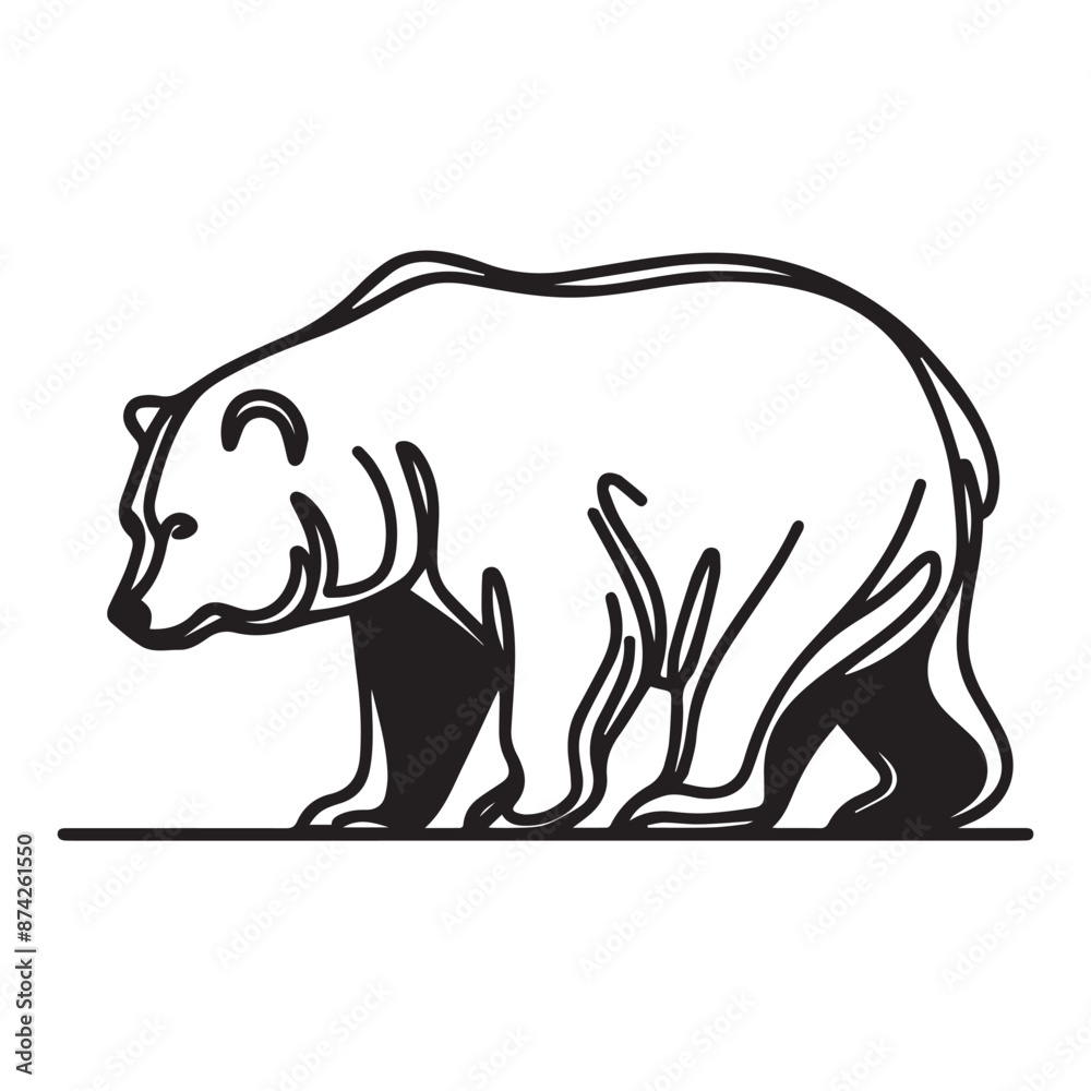 Obraz premium a single line sillhoutte brown bear