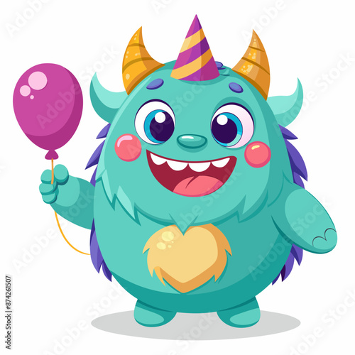 A round, fluffy monster with tiny horns.