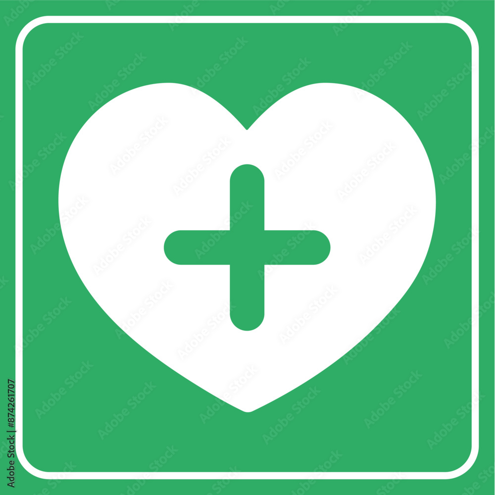 Minimalist vector art of heart with first aid symbol. heart green background. graphic of health, healing, well-being, help. symbol for hospitals, medicine, infirmary Minimalist vector art of heart with first aid symbol. heart green background. graphic of health, healing, well-being, help. symbol for hospitals, medicine, infirmary