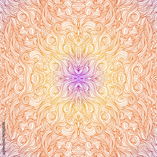 Vector ornamental mandala inspired ethnic art, patterned Indian paisley. Hand...