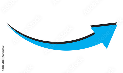 long blue flat design arrow pointing right icon vector illustration.  isolated on white background. EPS 10/AI