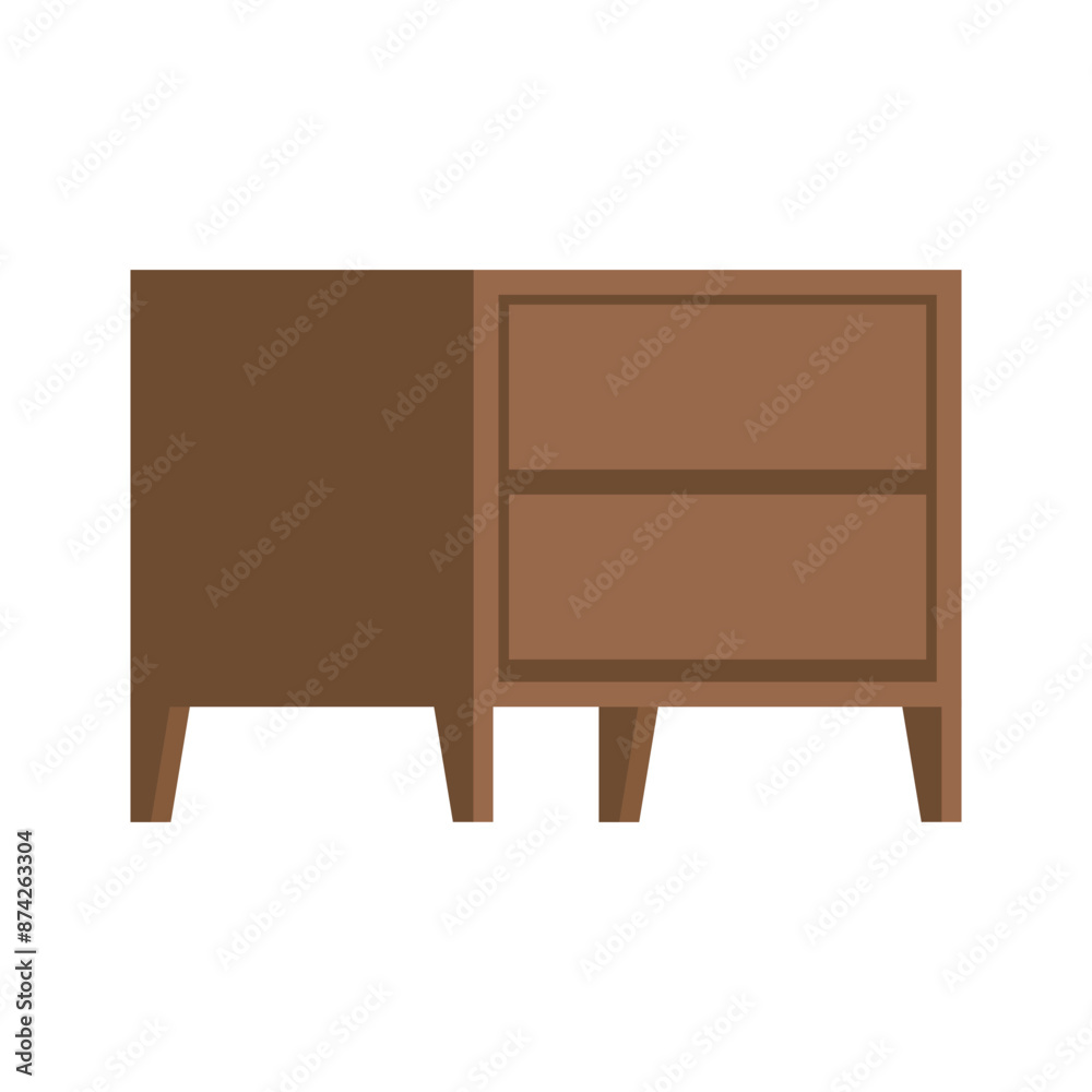 Modern wooden bedside table isolated Modern wooden bedside table isolated