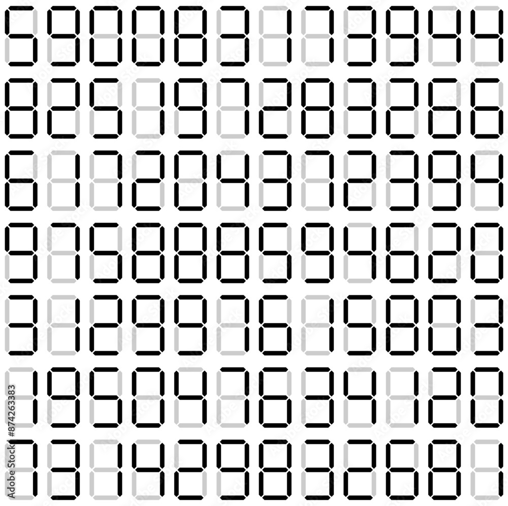 Digital display with random numbers background Digital display with random numbers background