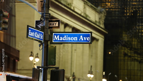 The road signs located in the manhattan streets in New York