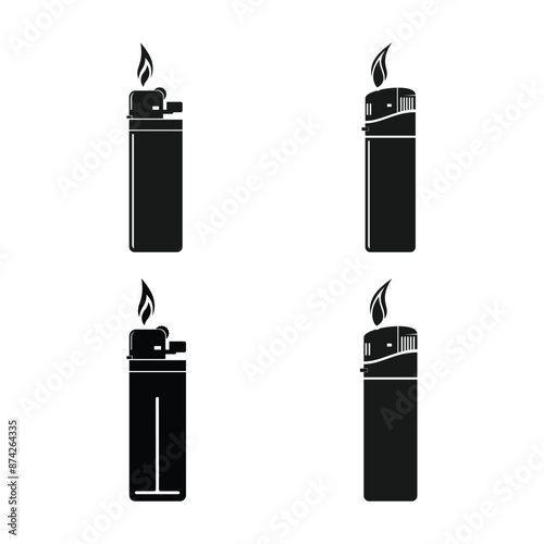 gas lighter vector icon collection