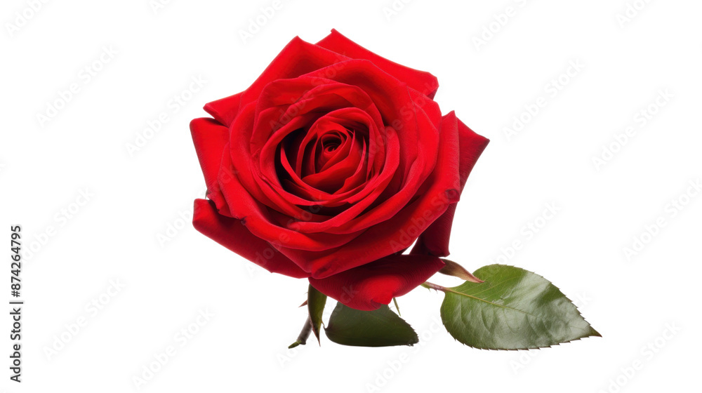 A single, vibrant red rose in full bloom A single, vibrant red rose in full bloom