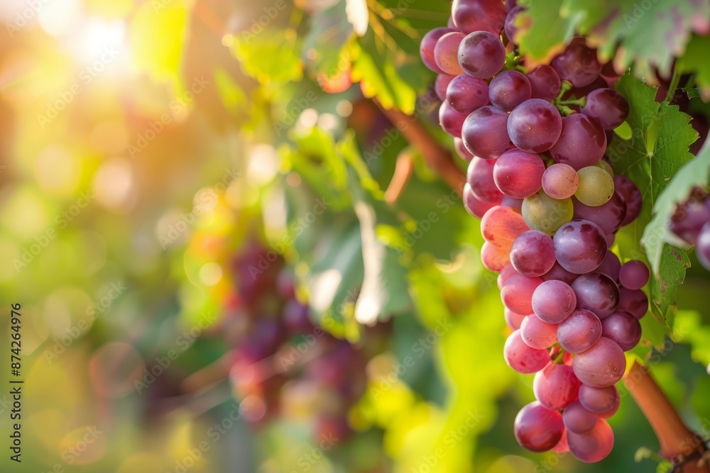 Many red grapes are grown in the vineyards. Clustered on the branches, these grapes are rich in nutrients and unique taste, and are one of the important ingredients in wine making Many red grapes are grown in the vineyards. Clustered on the branches, these grapes are rich in nutrients and unique taste, and are one of the important ingredients in wine making