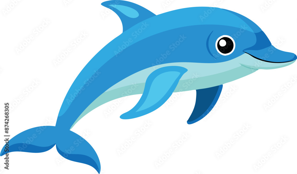 Obraz premium A cartoon dolphin is swimming in the ocean