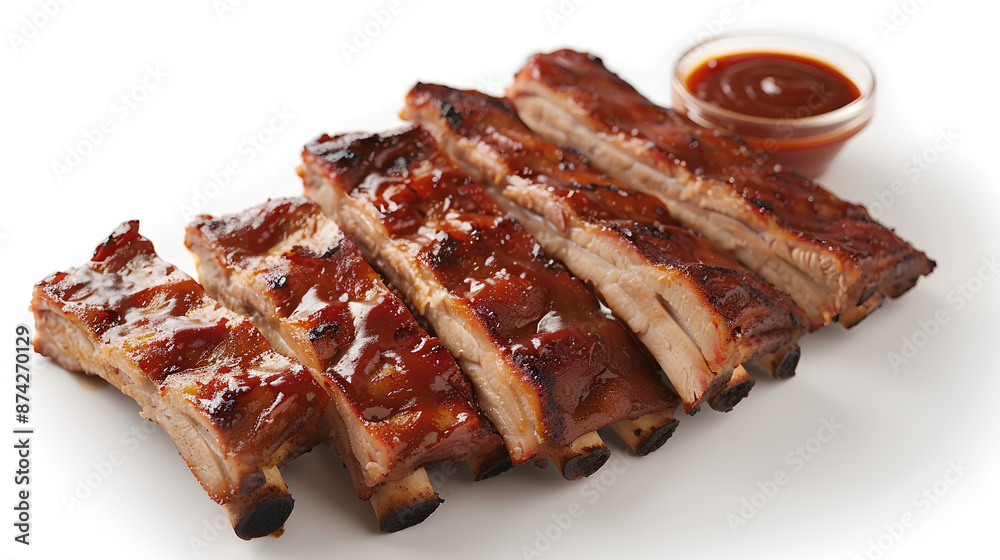 Sliced barbeque ribs with sauce Sliced barbeque ribs with sauce
